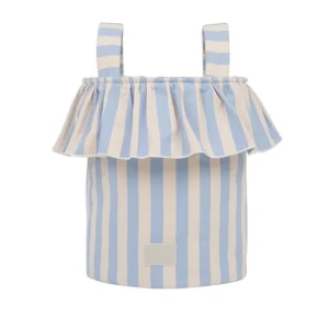 Fabric Storage Basket Striped Ruffled for Baby Decorative Bin With Handle Practical Household Stroller Organizing Container