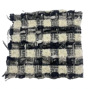 Fabric Supplier Black Jacquard Luxury Polyester Acrylic Nylon Plaid Metallic Tweed Fabrics for Clothing 22042