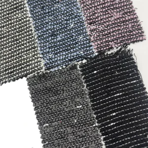 Fabric Supplier Embossed Jacquard Woven Tweed Polyester Fabrics for Clothing 4025