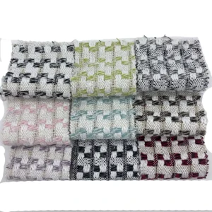Fabric Supplier Embossed Polyester Jacquard Woven Striped Check Plaid Telas De Tweed Fabrics for Clothing 3452
