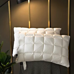 Face Down Feather Pillows Custom Bed Neck Silk Case Covers king Queen Luxury Hotel Goose Pillows Filling Soft