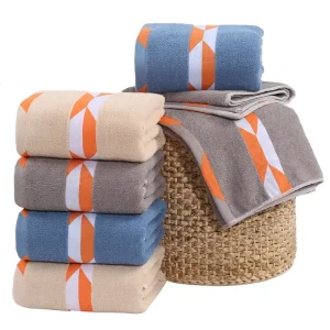 Face Towel Brocade Striped Soft Skin Friendly Absorbent Adult Home Daily Thickened Cotton Bath Printed Quality Christmas 400gsm
