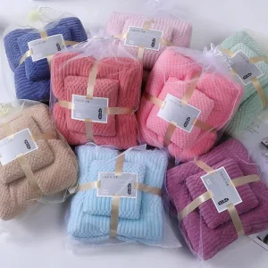 Face Towel Factory Thickened Coral Fleece Bath Towel Gift Soft Absorbent Bath Towel Set 2 in 1 Set