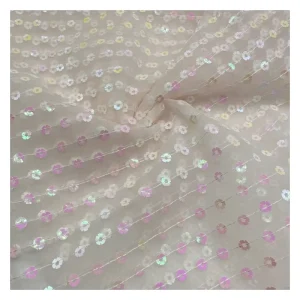 Factor Sale Luxury 100%polyester 60gsm Mesh Embroidery Sequin Fabric for Wedding Dresses