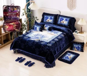 Factory 10 PCS Raschel Blanket Set Soft Vintage Floral Blanket Set for Winter Warm Cold Resistant Thick Blanket Set