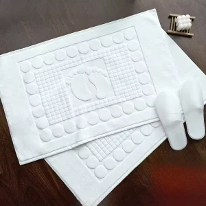 Factory 100% Cotton Bath Mat Water Absorbent Non Slip Bathroom Floor Rug Tassel Bath Mat for Hotel Home Resort