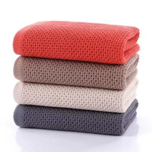 Factory 100% Cotton Waffle Weave Checkered Kitchen Towels Highly Absorbent Quick-Drying Antimicrobial Eco-Friendly for