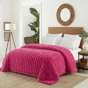 Factory 100% Polyester Woven Throw Blanket 230gsm 1 1.5kg Four Seasons Modern Style Rose Solid Anti Pilling Non Toxic