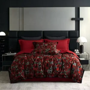 Factory 100% Pure Cotton Printed 4 Piece Bedding Set OEM Custom Pattern Size Logo Duvet Cover Fitted Sheet Pillowcases