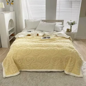 Factory 2 3cm Quilted Geometry Jacquard Sherpa Blanket for Bed Washable Nap Throw