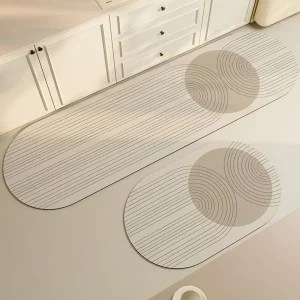 Factory 2pcs Custom Geometric Modern Soft Diatomite Kitchen Floor Rug Set Non Slip Washable Diatom Mud Kitchen Mat Set