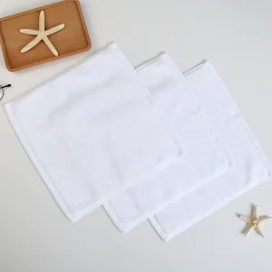 Factory 32 Count Pure Cotton White Square Hand Towels 30x30cm 20-70g Logo Printed Extra Thick Lint Free Plain Weave