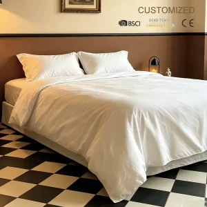 Factory 50% Cotton 50% Polyester Hotel Duvet Cover Set White Soft Easy Care Sheet Pillowcase for Resort Suppliers