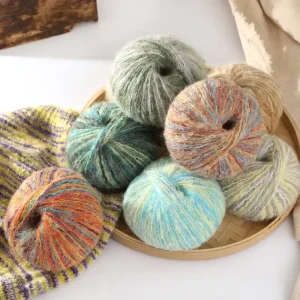 Factory 50g roll Super Soft Gradient Mohair Yarn Wool Acrylic Blended Yarn Anti Pilling Mousse Yarn for Sweater Hat