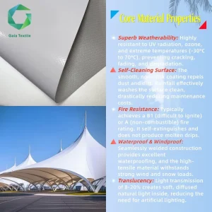 Factory Anti UV PVC Coated Tarpaulin Rolls 900 1500GS Tensile Fabric Membrane Structure