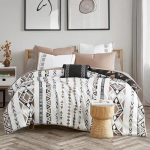 Factory Bohemian 200TC Polyester 4 Piece Bedding Set with Aztec Pattern Duvet Cover Soft Machine Washable All Seasons