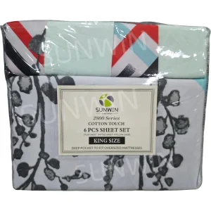 Factory Breathable Microfiber 6 Piece Bed Sheet Set American Style Floral Printed Soft Bedding Sets for King Size Bed