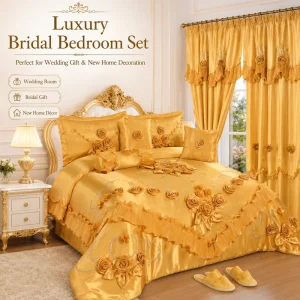 Factory Bridal Comforter Set with 3D Flower Embroidery Luxury Bedspread Set for Wedding Gift