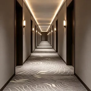 Factory Bulk Supply Polyester Hotel Corridor Carpet Anti slip Fire Resistant Free Sample Custom Pattern