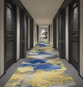 Factory Bulk Supply Wall to Wall Polyester Carpet Fireproof Silent Custom Art Free Sample for Hotel