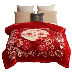 Factory Chinese Faux Raschel Blanket Queen Size 200*240 Plush Soft Warm Autumn Winter Home Bed Couch Cover Floral