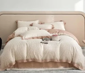 Factory Comfortable Skin-Friendly Soft Pink Floral Polyester 200TC Cooling Comforter Cover Set Zipper Closure Hotel