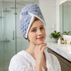 Factory Coral Fleece Hair Drying Cap Quick Dry Skin Friendly Rectangular Hair Turban for Women Spa Salon Travel Gift