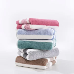 Factory Coral Fleece Striped Towel Soft Absorbent Not Easy Shed Clean Face Thick for MenWomen Bath Towels Tub Mats