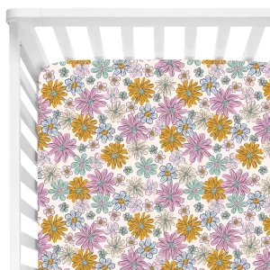 Factory Custom Baby Crib Sheets Bamboo Floral Printed Cot Bedding Set Fitted Bamboo Bed Sheet