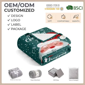 Factory Custom Christmas Throw Blanket Soft Cozy Flannel Digital Print Blankets for Bed & Sofa Ideal Holiday Gifts