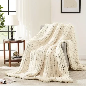 Factory Custom Colors Hand knitted Sofa Throw Weighted Blankets Super Soft Warm Chenille Chunky Knit Blanket Knitted Blanket