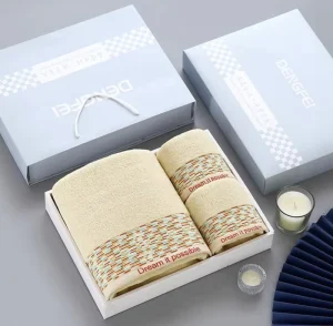 Factory Custom Cotton Towel Gift Set 3pcs Bath Towel Set with Tote Bag for Corporate Gifts