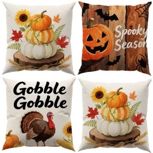 Factory Custom Design Geometric Eco-Friendly Anti-Bacteria Orange Hallowmas Throw Pillow Cover for Living Room