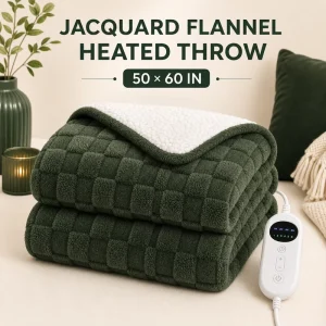 Factory Custom Electric Throw Blanket 50×60 Inch Forest Green Checkered Coral Fleece Sherpa 6 Heat Levels Machine Washable