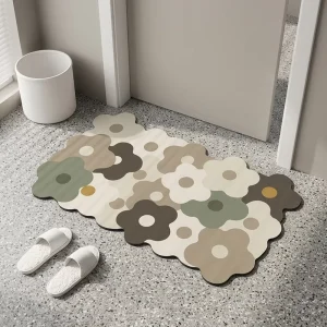 Factory Custom Flower Shaped Diatomaceous Earth Bath Mat Bulk OEM ODM Quick Dry Bathroom Floor Mats