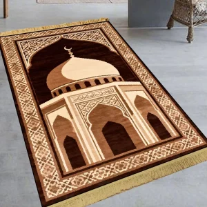 Factory Custom Islamic Prayer Mat Soft Crystal Velvet Washable Muslim Worship Carpet With Tassel
