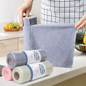 Factory Custom Logo Packing Reusable Microfiber Towel Roll Tear off Absorbent Kitchen Cleaning Cloths for Dish Household Rags