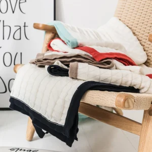 Factory Custom OEKO TEX Super Soft 100% Cotton Knitted Throw Blanket Festival Marine for Sofa Couch Four Seasons Portable Use