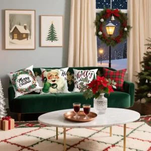 Factory Custom Pattern Home Soft Square 100% Cotton Filling Throw Pillows Christmas Decorative Cushion Eco-Friendly