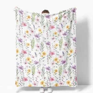 Factory Custom Personalized Sublimation Printed Flower Flannel Fleece Throw Blanket Simple Design Four Airplane