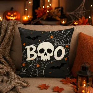 Factory Custom Printed Halloween Promotional Home Decor Throw Pillows Linen Plush Material Eco Friendly Anti Bacteria Features