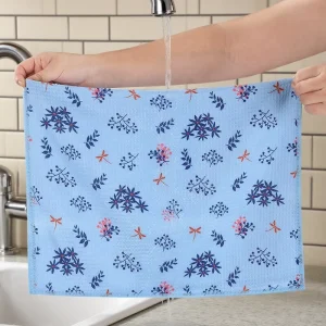 Factory Custom Printed Microfiber Floral Quick Drying Waffle Kitchen Tea Towels Sublimation Home Use Customize Print