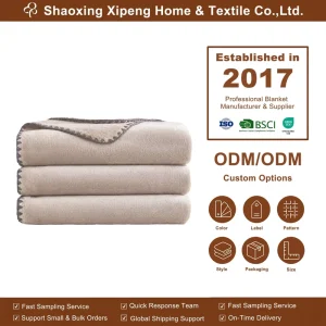 Factory Custom Scallop Embroidery Throw Blanket Flannel Fleece Blanket for Gift Home Bed Sofa