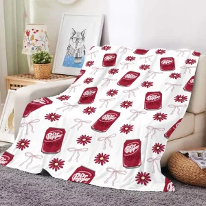 Factory Custom Soft Cozy Fuzzy Cute Kawaii Drink Bow Girly Design Plush Blanket Custom Printing with Logo