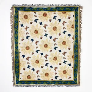 Factory Custom Woven Tapestry Blanket with Fringe Pattern