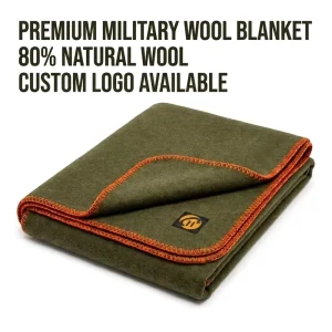 Factory Custom logo Outdoor Warm Throw Fleece Blanket Natural Fire Retardant 80% Wool Blanket