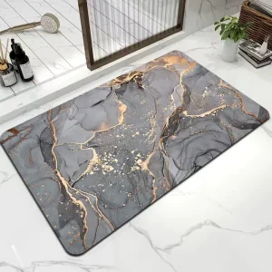 Factory Customised Natural Rubber Marble Print Eco-Friendly Super Absorbent Non-slip Bath Room Floor Mat American Modern Design