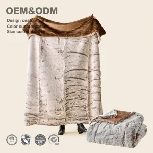 Factory Customizable Pattern Deluxe Acrylic Polyester Luxury Shaggy Warm Faux Fur Throw Blanket for Couch Bed Sofa
