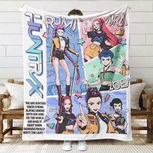Factory Customizable Printed Anime K POP Witch Hunt Team Soft Fleece Blanket 280 500gsm Spring Autumn Home Office