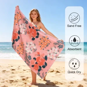 Factory Customization Sand Free Beach Towel Sport Outdoor Water Absorption Quick Dry Nature Print Microfiber Beach Towel